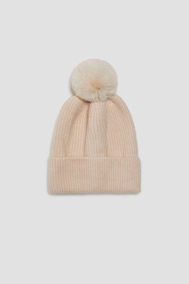 Czapka z pomponem pudrowo-różowa