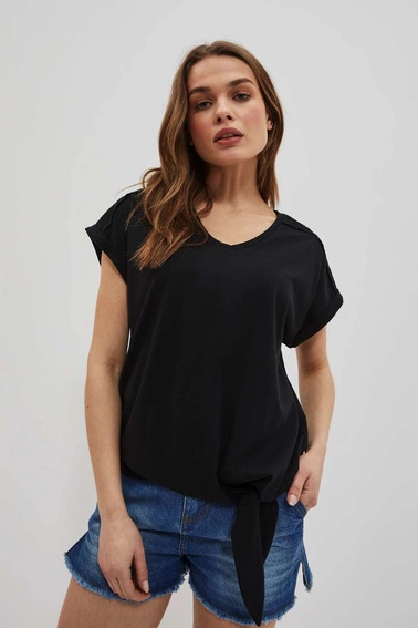 T-shirt z wiązaniem czarny