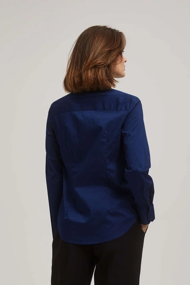 Dopasowana koszula z długimi rękawami granatowa