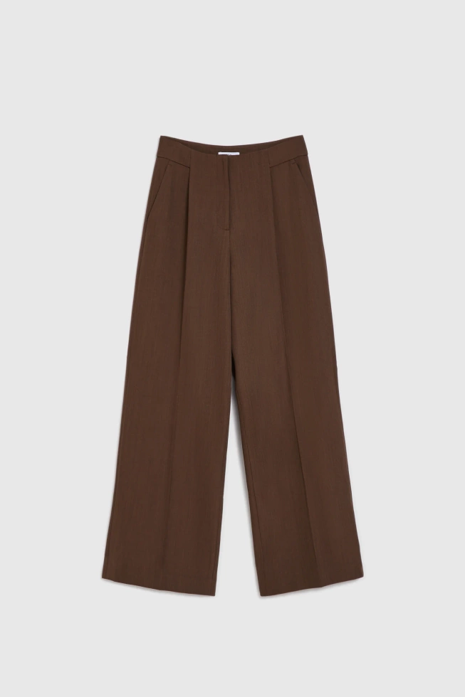 Spodnie z szerokimi nogawkami brązowe