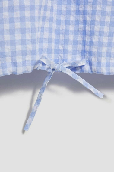 Koszula z wiązaniem biało niebieska