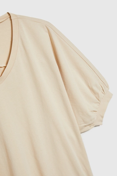 Bawełniana bluzka oversize beżowa