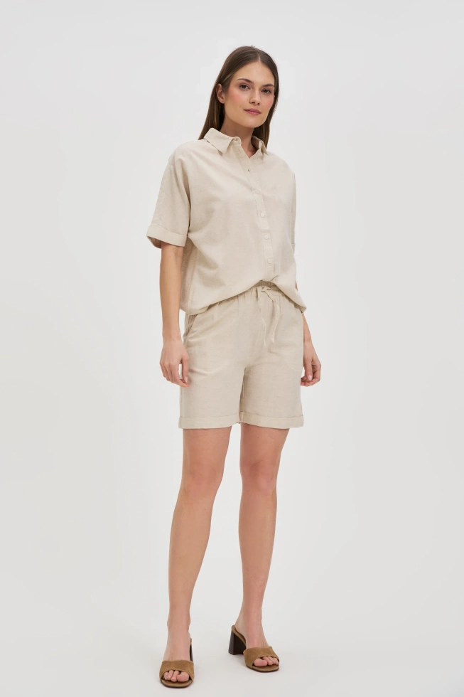 Bawełniano-lniany komplet beżowy