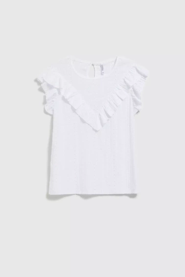 Bluzka z falbaną biała 