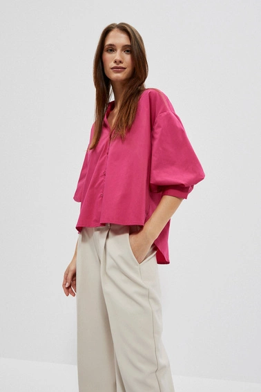 Koszula z bufiastymi rękawami różowa
