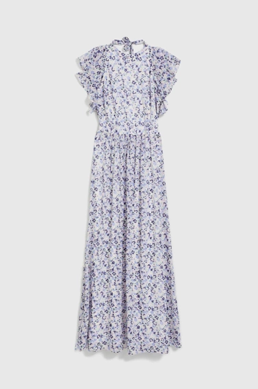 Sukienka maxi w kwiaty błękitna