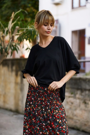 Bawełniana bluzka oversize czarna