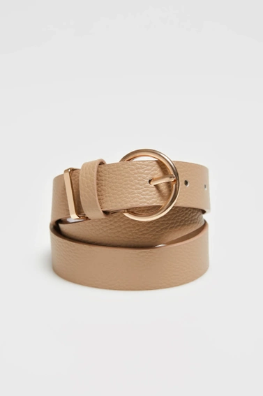Pasek z okrągłą klamrą beżowy