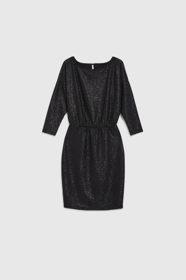 Błyszcząca sukienka o długości przed kolana czarna