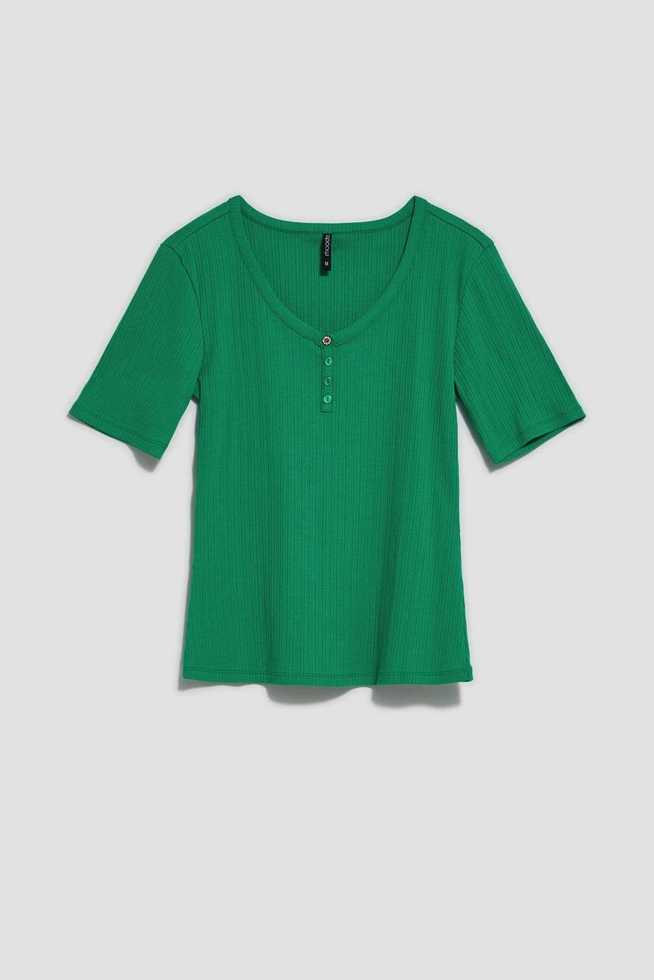 Bluzka z okrągłym dekotem i guzikami