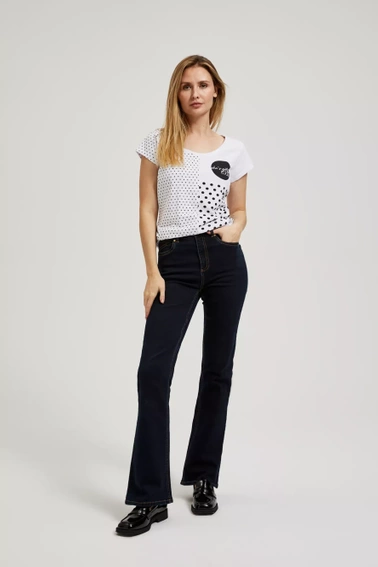 Bluzka ze wzorem koropek i krótkimi rękawami biała