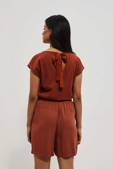 T-shirt z nadrukiem w kolorze brązowym