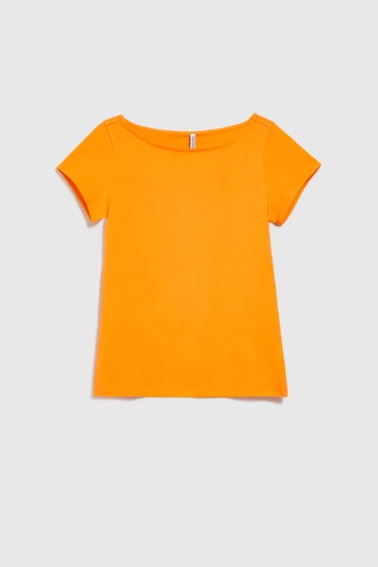 Bawełniany t-shirt bez wzorów pomarańczowy