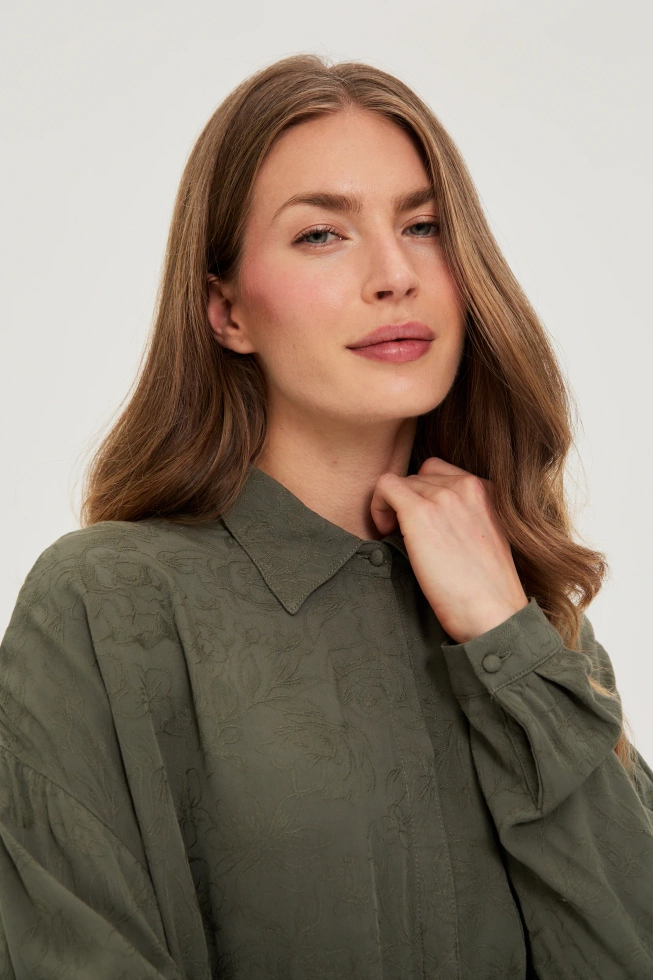 Koszula z wiskozy oliwkowa