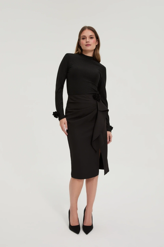 Spódnica z falbaną czarna