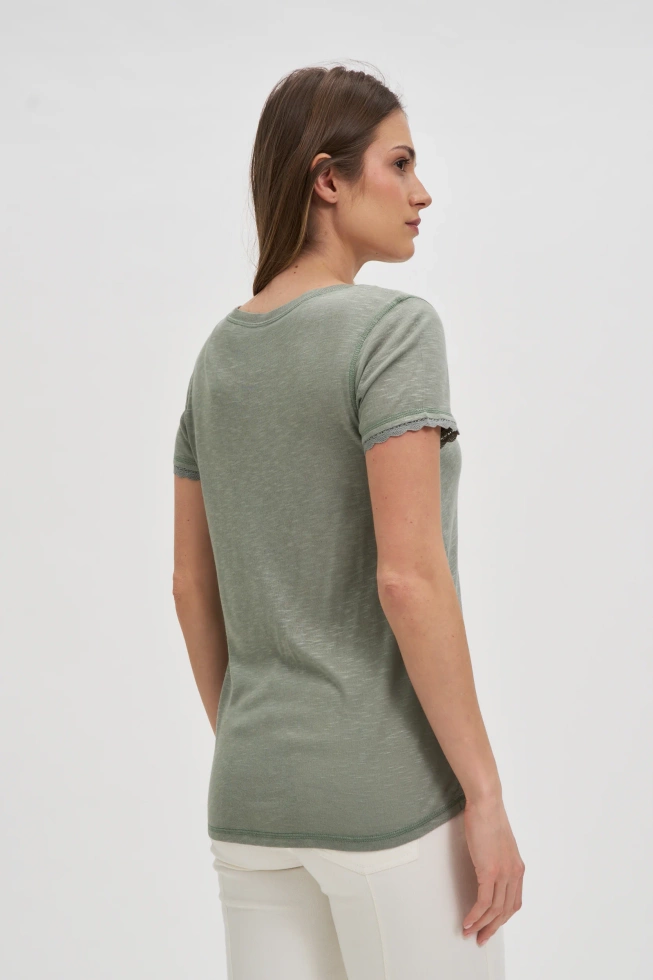 Bluzka z krótkimi rękawami oliwkowa