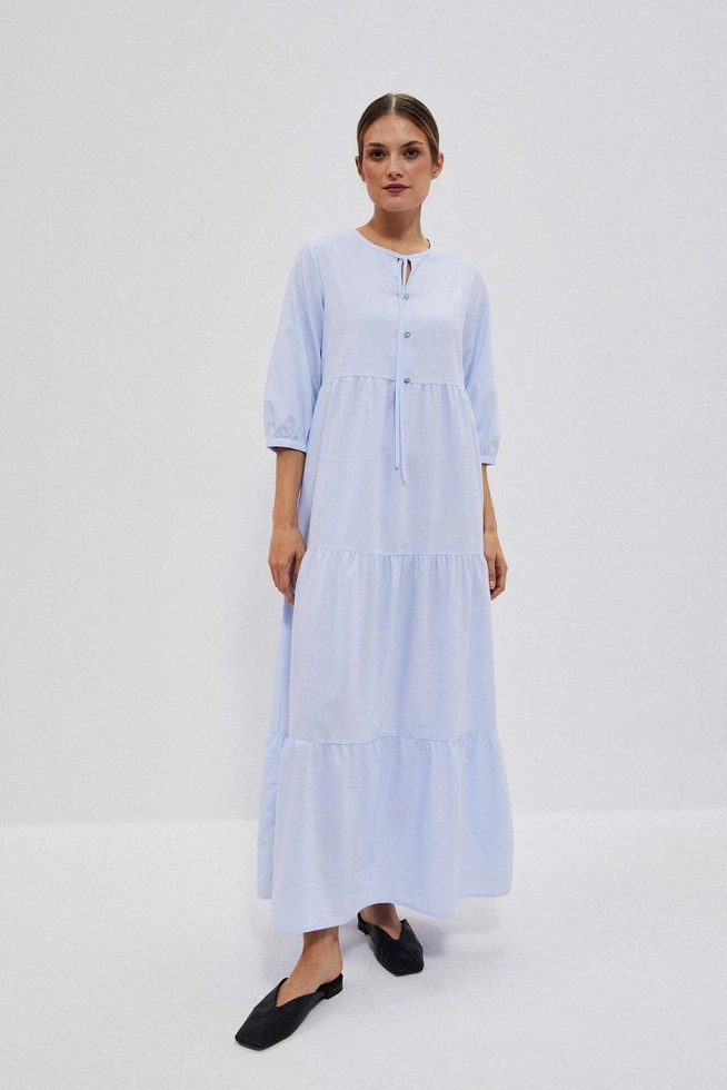 Sukienka maxi z wiązaniem na dekolcie błękitna