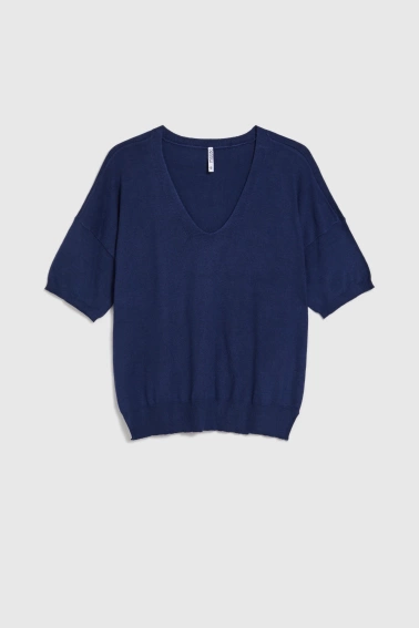 Sweter z krótkimi rękawami granatowy