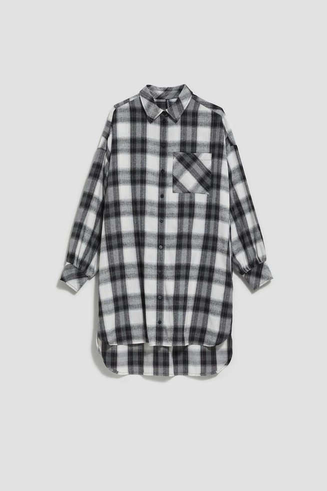 Koszulowa sukienka w kratę czarna
