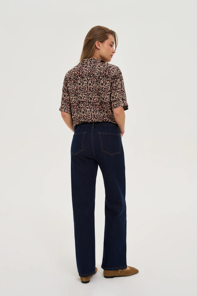 Jeansy z szerokimi nogawkami granatowe