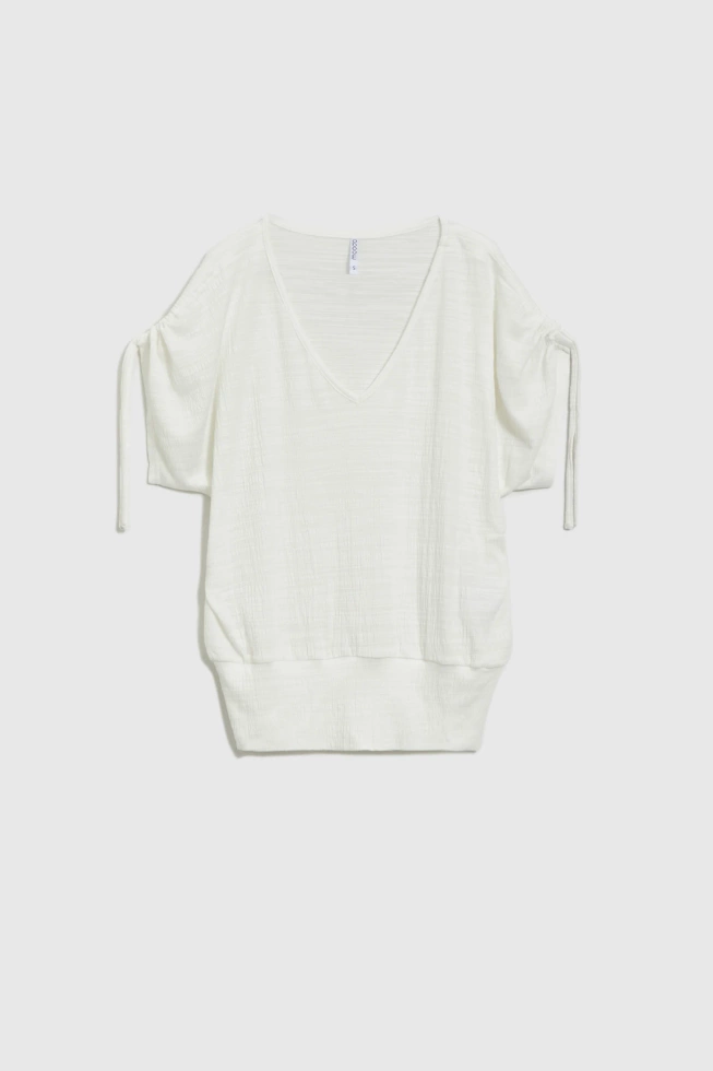 Bluzka biała z dekoltem w serek