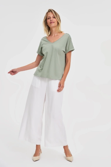 Bluzka z bawełny oliwkowa