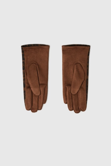 Rękawiczki w panterkę brązowe