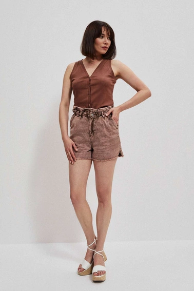 Prążkowany top czekoladowy