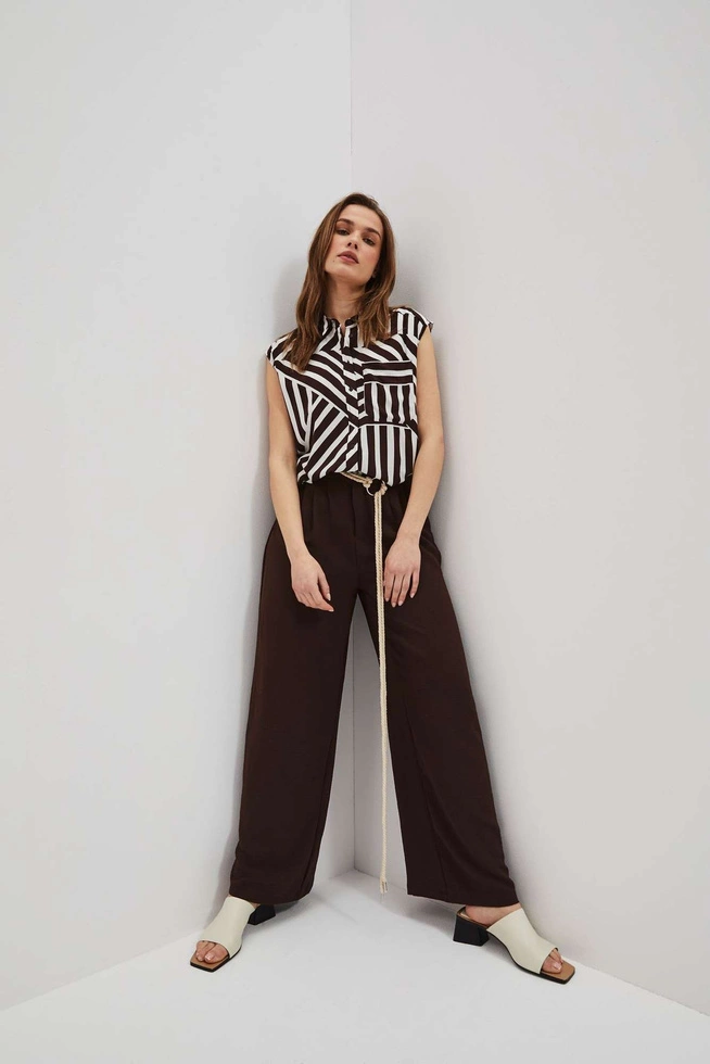 Spodnie z szerokimi nogawkami ciemnobrązowe