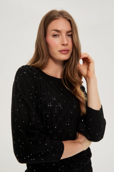 Sweter z cekinami czarny