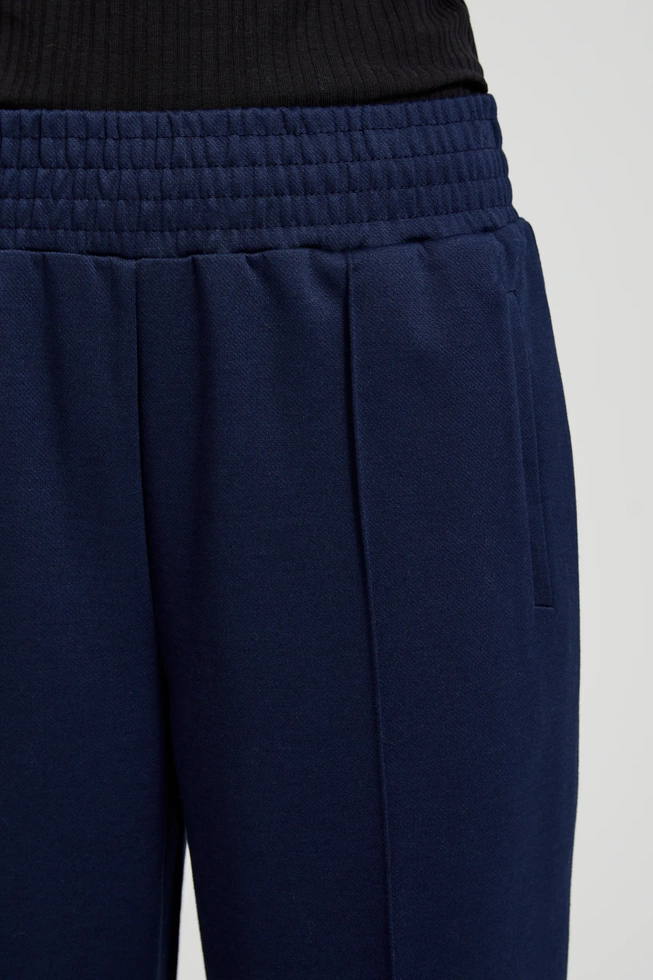 Spodnie z szerokimi nogawkami z gumą w talii granatowe