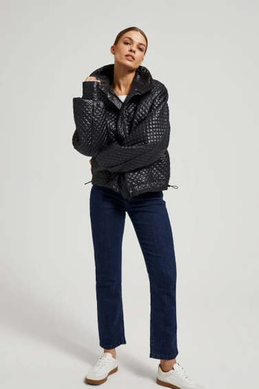 Krótka pikowna kurtka czarna