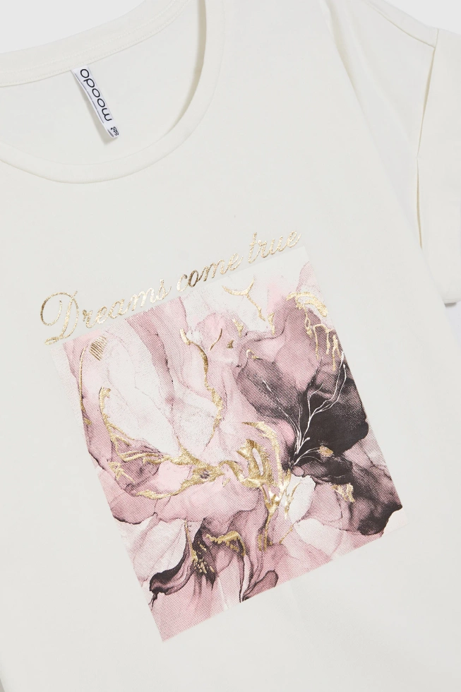 T-shirt z nadrukiem ecru