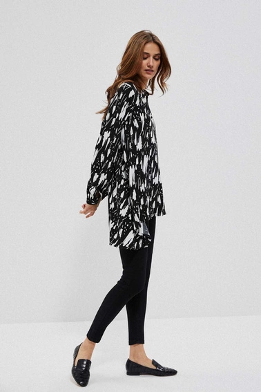 Długa koszula z wiskozy zapinana na guziki czarna