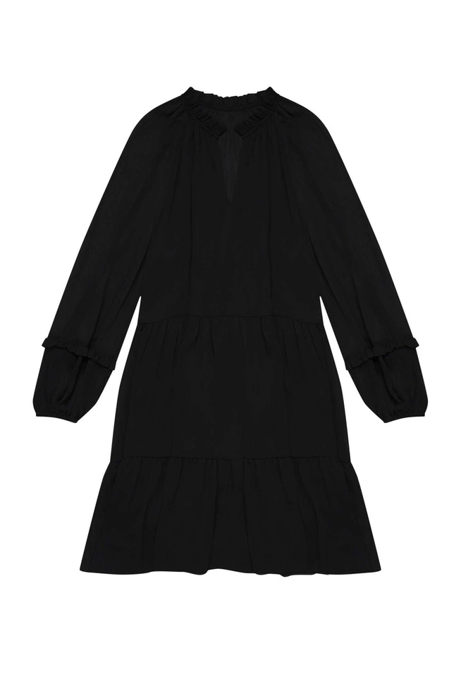 Gładka sukienka z falbanami