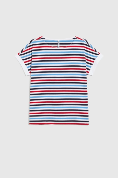 T-shirt w paski granatowy