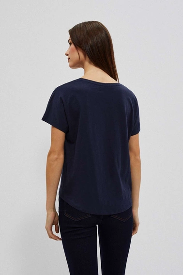 Bluzka z nadrukiem w kształcie twarzy granatowa