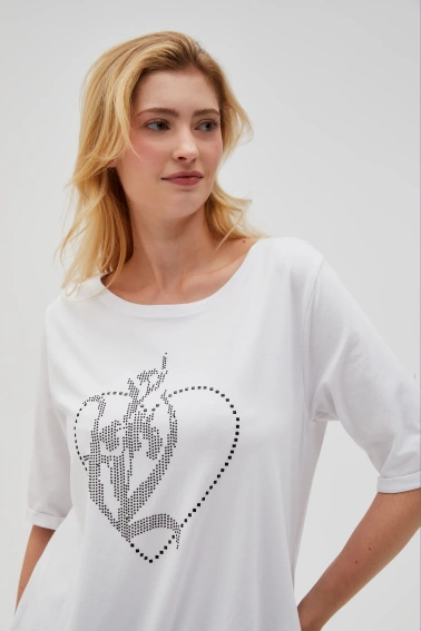 T-shirt z ozdobną aplikacją biały