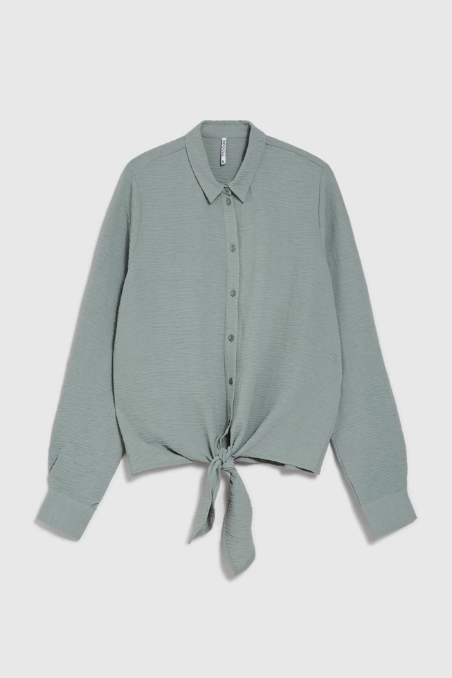 Koszula z wiązaniem oliwkowa