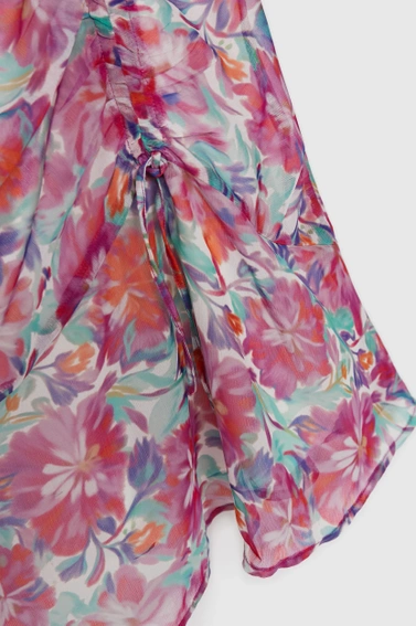 Sukienka w kwiaty fuksjowa