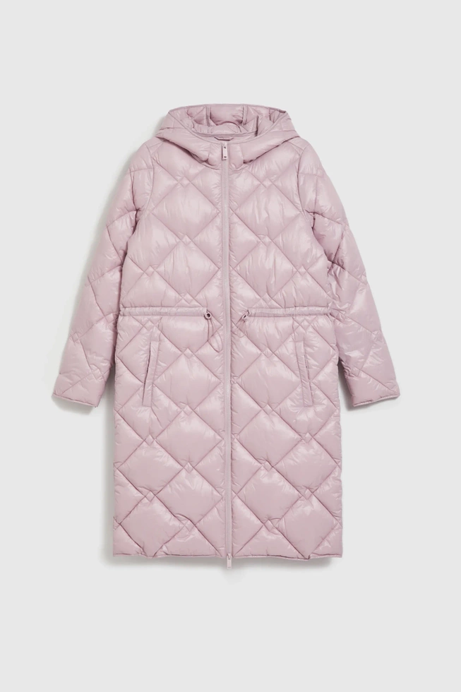 Pikowana kurtka ze ściągaczem różowa