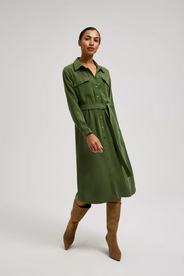 Sukienka typu szmizjerka z długimi rękawami khaki
