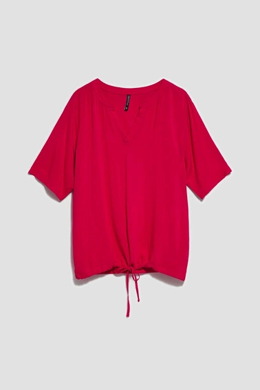 Koszula z wiązaniem truskawkowa