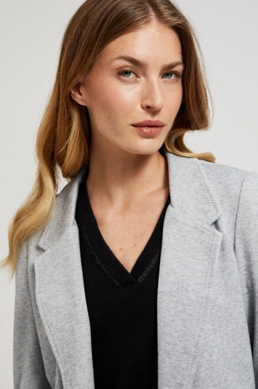 Marynarka bez zapięcia z podwijanymi rękawami szara