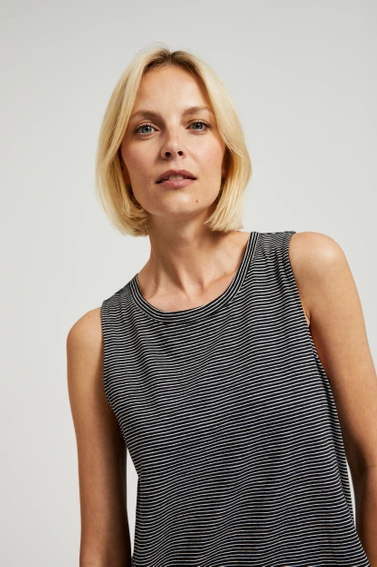 Bawełniany top w paski czarny