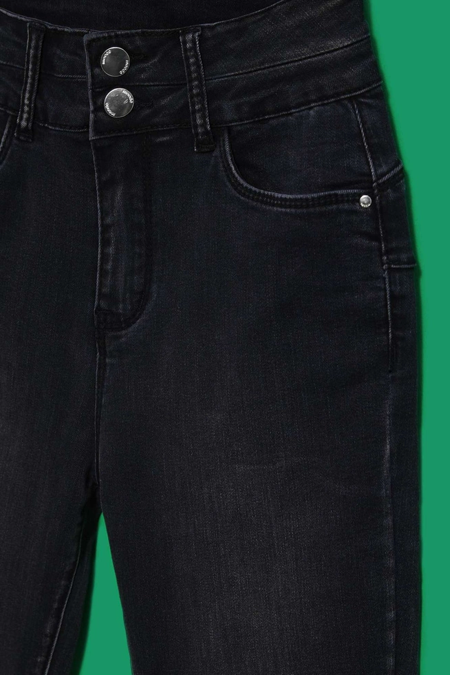 Jeansy skinny z podwójnym guzikiem grafitowe