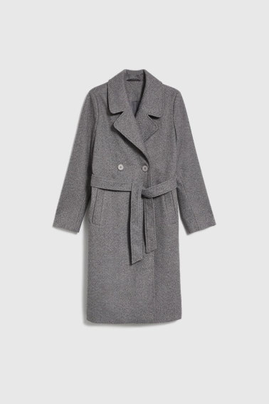 Płaszcz z paskiem szary