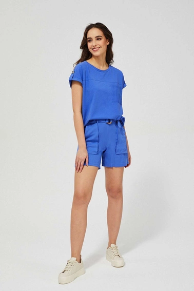 Szorty z wiskozy błękitne