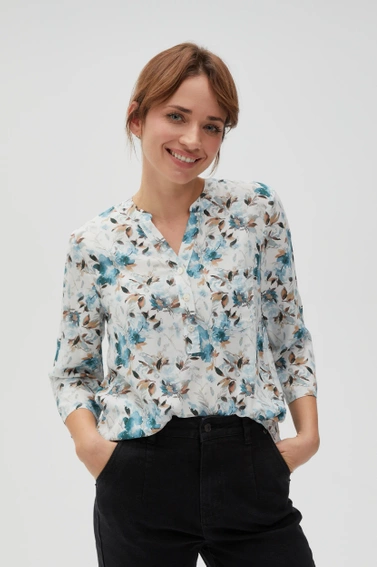 Wiskozowa koszula z kwiatowym wzorem zielona