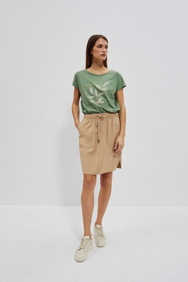 Spódnica z kieszeniami ciemnobeżowa